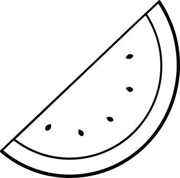 recommend clip art: Stylish melon slice in minimal line art showcasing a refreshing fruit detail
                    