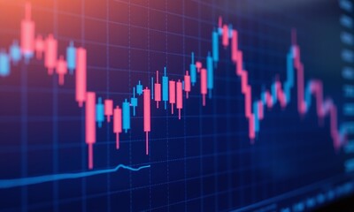 financial chart, stock market, glowing candlesticks