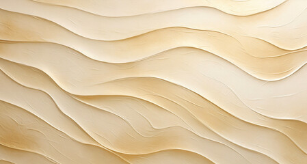 Abstract paint texture background with waves and lines in beige or cream or ivory and gold colours. Beautiful elegant backdrop or wallpaper template. 