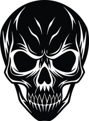 Fototapeta premium Minimal skull silhouette adds a sleek touch to modern and abstract designs 