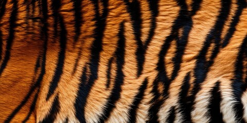 Fototapeta premium Tiger skin close-up texture flat lay background