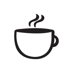 Coffee and tea cup outline icon isolated flat design vector illustration on white background.