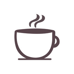 Coffee and tea cup outline icon isolated flat design vector illustration on white background.