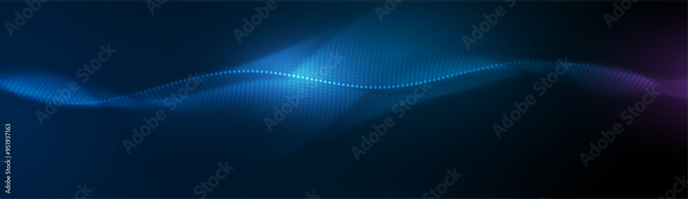 Fototapete Vector abstract dynamic, wave particle and dot. Illustration technology background with dynamic mesh, flow particles design for banner, wallpaper. High tech, digital datum network and science concept
