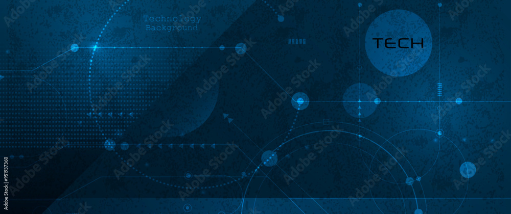 Leinwandbilder illustration abstract circuit board with texture on gradient blue color background. vector modern gr