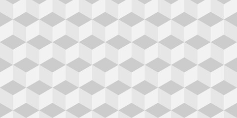 Seamless vector cube triangle geometric tile mosaic wall grid retro digital hexagon technology wallpaper background. white and gray block cube structure backdrop square triangle texture vintage design