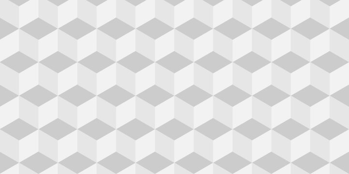 Seamless vector cube triangle geometric tile mosaic wall grid retro digital hexagon technology wallpaper background. white and gray block cube structure backdrop square triangle texture vintage design