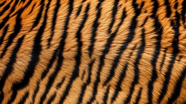 Tiger skin close-up texture flat lay background