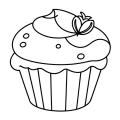 coloring book, coloring, outline, line, cute, funny, drawing, icon, illustration, vector, black, cover book, book, cartoon, cupcake, cake, food, dessert, birthday, muffin, bakery, baked, snack, delici