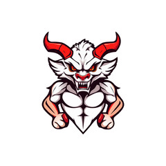 a cool demon mascot logo vector illustration.  Devil head mascot logo