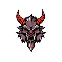 a cool demon mascot logo vector illustration.  Devil head mascot logo