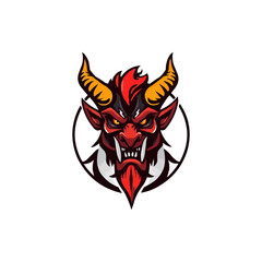 a cool demon mascot logo vector illustration.  Devil head mascot logo