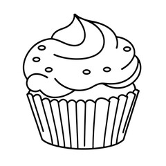coloring book, coloring, outline, line, cute, funny, drawing, icon, illustration, vector, black, cover book, book, cartoon, cupcake, cake, food, dessert, birthday, muffin, bakery, baked, snack, delici
