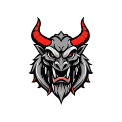 a cool demon mascot logo vector illustration.  Devil head mascot logo