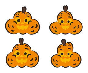 Halloween cute pumpkin set. Vector flat cartoon illustration isolated on white