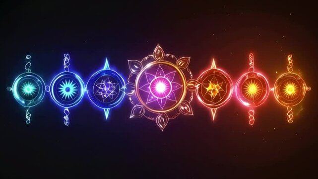 Seven Glowing Chakras: A Mystical Sequence