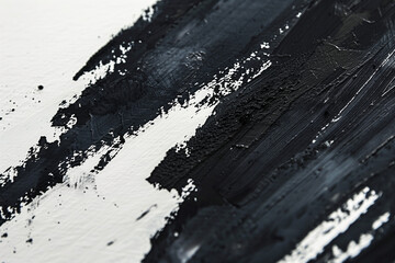Abstract Artistry: Diagonal Strokes of Black Ink with Irregular Edges