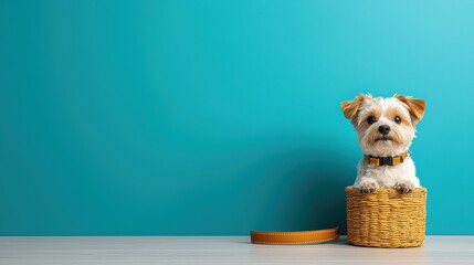 Minimalist Dog Collar on Solid Background Representing Pet Love and Care for Dog Day Celebration