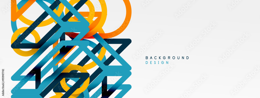 Poster Abstract background - colorful circle lines technology or business digital template
