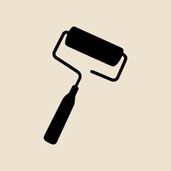 Minimalist Paint Roller Silhouette Vector – Home Renovation Icon