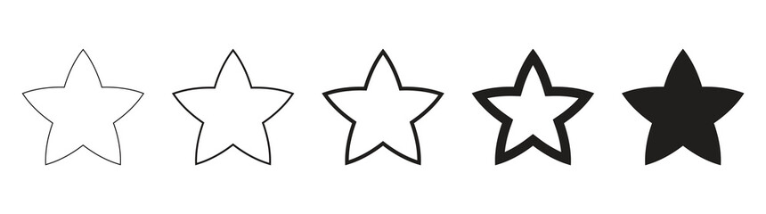 Collection of black star icon vector illustrations