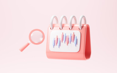 Cartoon stock icons and financial growth, 3d rendering.