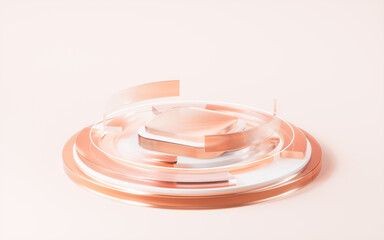 Abstract translucent with gradient empty stage, 3d rendering.