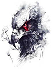 Geometric Eagle tattoo design with smoke illustration