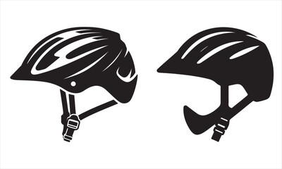 Fototapeta premium Vector Silhouette Illustration of Bike Or Cycle Helmet Set