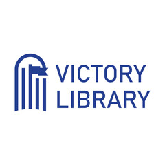 victory library minimalist logo design