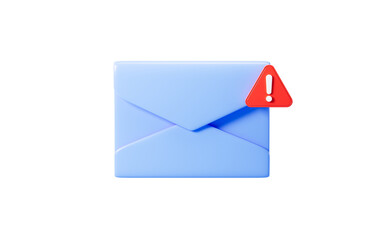 Emails with warning signs, junk mail, important mail, 3d rendering.