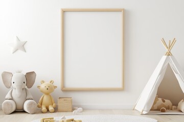 Safari-Themed Children's Room with Toy Organizer and Frame Mockup