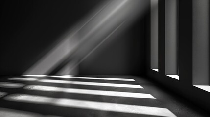 Obraz premium Sun Rays Casting Shadows in Dark Room