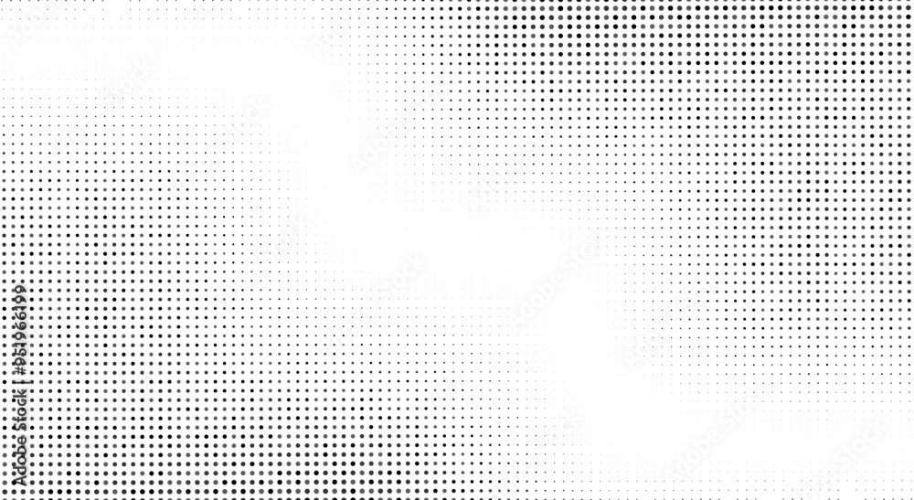 Wall mural retro grunge overlay halftone dot pixel pattern backdrop, gradient texture and digital technology ba