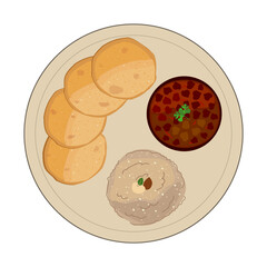 Puri halwa chana sabji, navratri festival puja food, Goddess Durga maa Puja offerings, worshipping, navratri bhog prasad