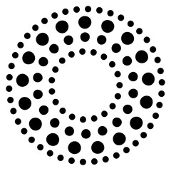 Halftone dotted speed lines circle. Geometric art in circle form. Round swirl movement symbol. Halftone circular dotted frame. Vector design elements