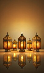 Obraz premium vertical greeting background witt traditional lamps glowing in the dark