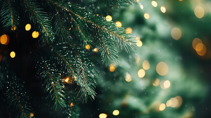 Fototapeta premium christmas tree with bokeh light background