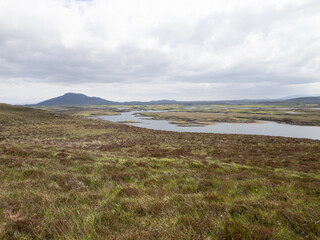 Vistas desde la zona del c&iacute;rculo de piedras de Pobull Fhinn, North Uist, Islas H&eacute;bridas, Escocia, Reino Unido