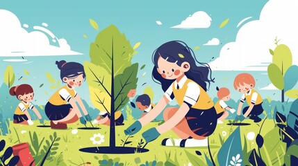 Kids Planting Trees.