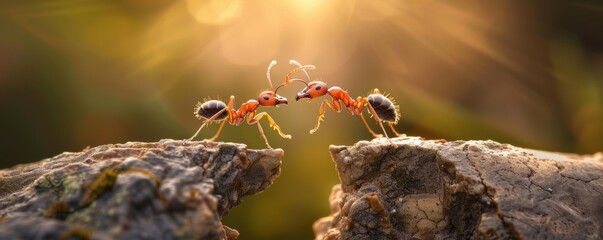 A moment of teamwork as one ant tries to save another from falling off a cliff.