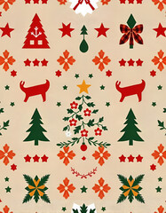 A green background with white snowflakes,  red gift boxe, christmas pattern, A brown background with golden stars and silver gift bags