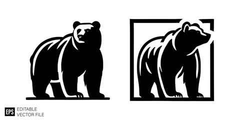 Obraz premium set of bear graphic design black and white vector clip art silhouette