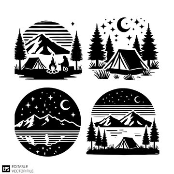 mountain graphic design black and white vector clip art silhouette