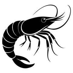 Shrimp fish silhouette vector illustration Black Color Isolated on a white background
