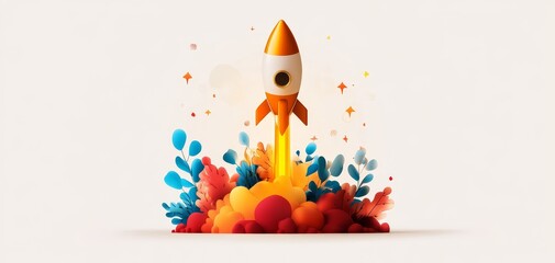 Fototapeta premium Creativity blooming, upward arrow support, flat design illustration