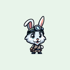 White Hare Animal Character Design

