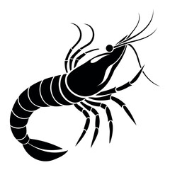 Shrimp fish silhouette vector illustration Black Color Isolated on a white background