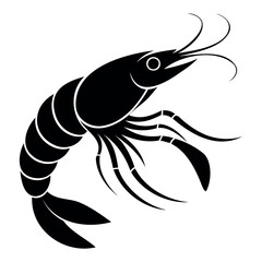 Shrimp fish silhouette vector illustration Black Color Isolated on a white background