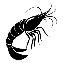 Shrimp fish silhouette vector illustration Black Color Isolated on a white background